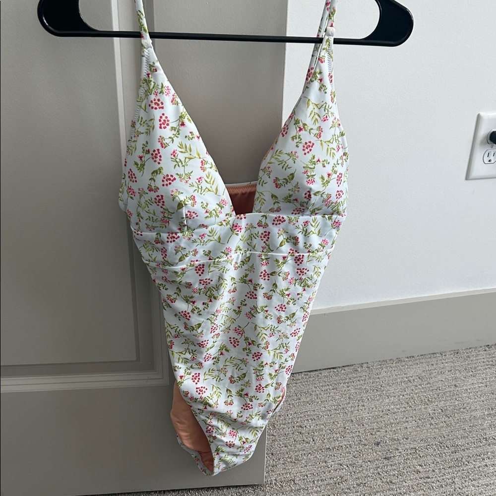 J. Crew Floral One-Piece Swimsuit with Pink and Green Accents